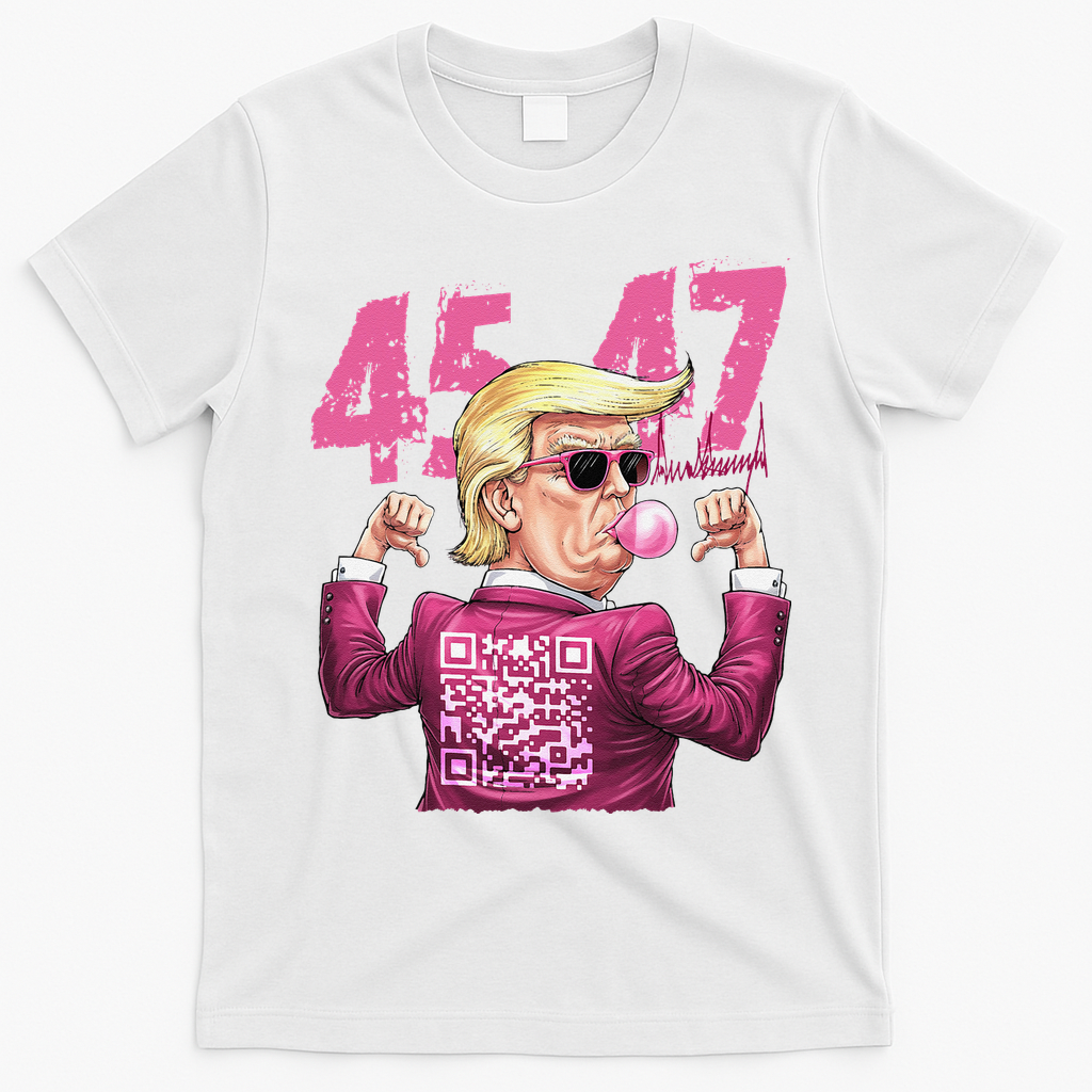 Funny Trump 45 47 Bubble Pin.K Qr Dancing Code T-Shirt - White