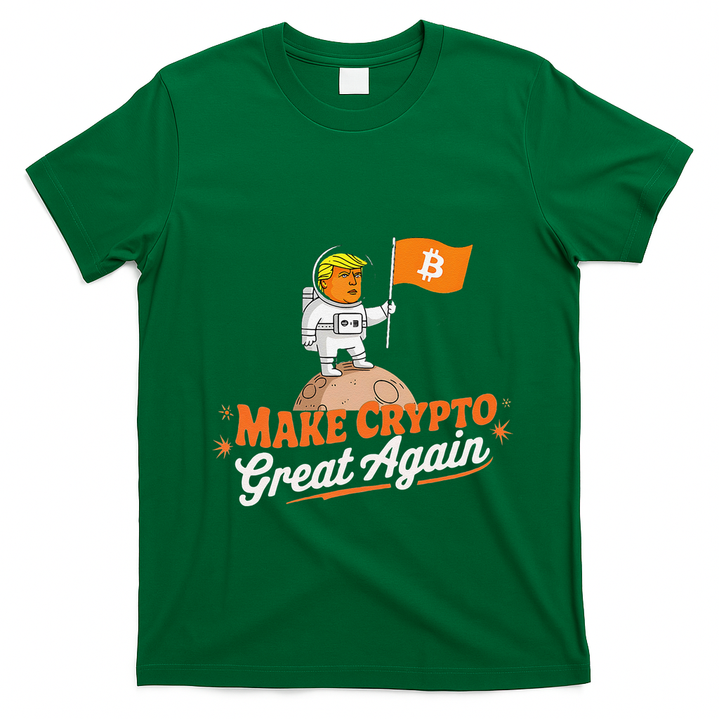 Funny Trump Astronaut Make Crypto Great To Moon Bitcoin T-Shirt - Irish Green