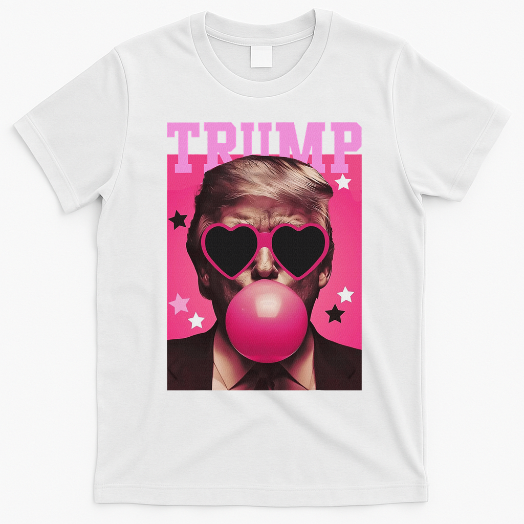 Funny Trump B.U.B.B.L.E Gum Sunglass Heart T-Shirt - White