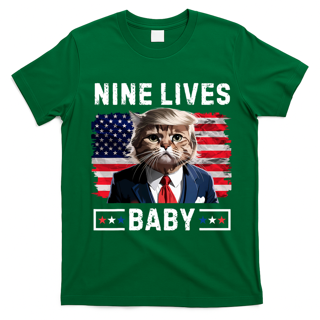 Funny Trump Cat 9 Lives Baby Nine Lives Cat T-Shirt - Irish Green