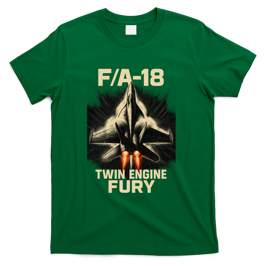F/A-18 Twin Engine Fury T-Shirt - Green