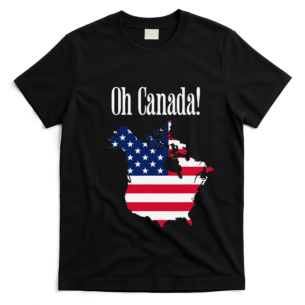 Funny Trump Oh Canada! Usa Canada Map 51st State T-Shirt - Black