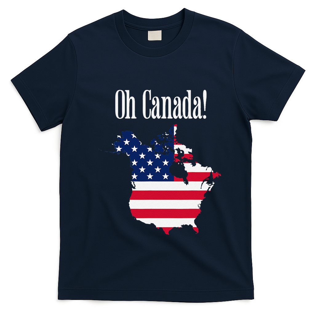 Funny Trump Oh Canada! Usa Canada Map 51st State T-Shirt - Navy Blue