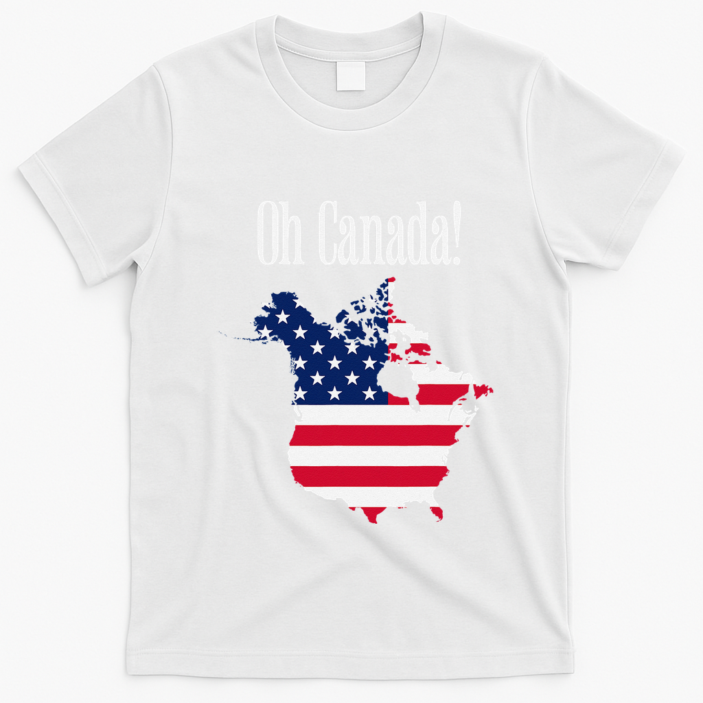 Funny Trump Oh Canada! Usa Canada Map 51st State T-Shirt - White