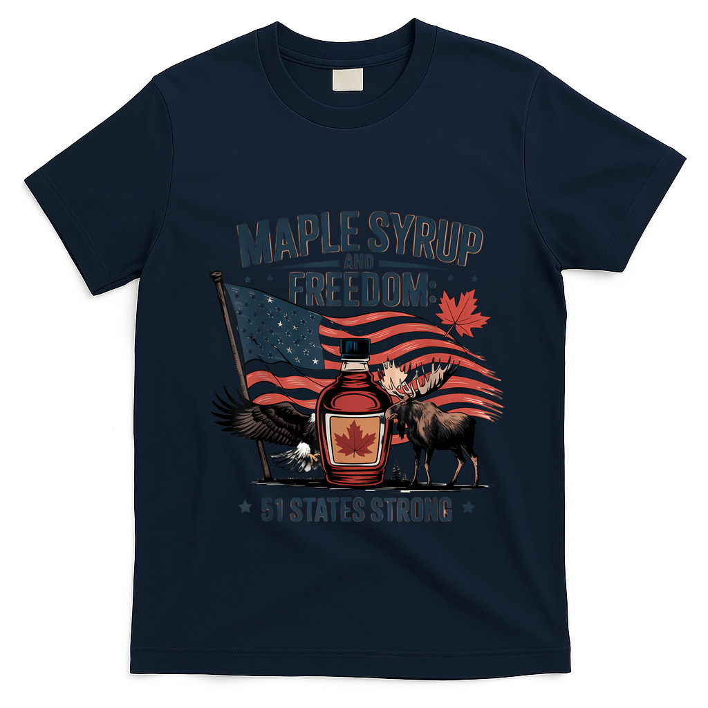 Funny Trump Quote Canada 51st State Of Usa T-Shirt - Navy Blue