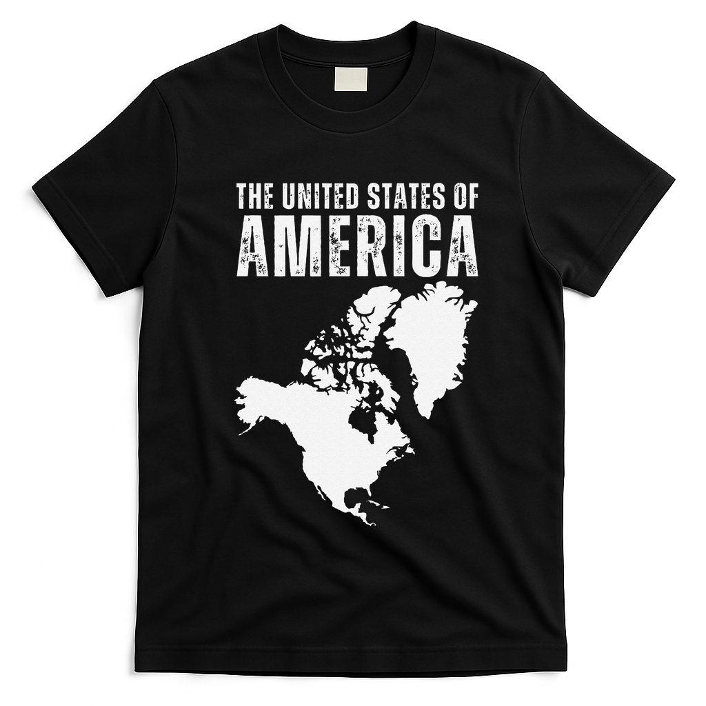 Funny Trump Speech American Flag Canada Greenland Gulf Map T-Shirt - Black