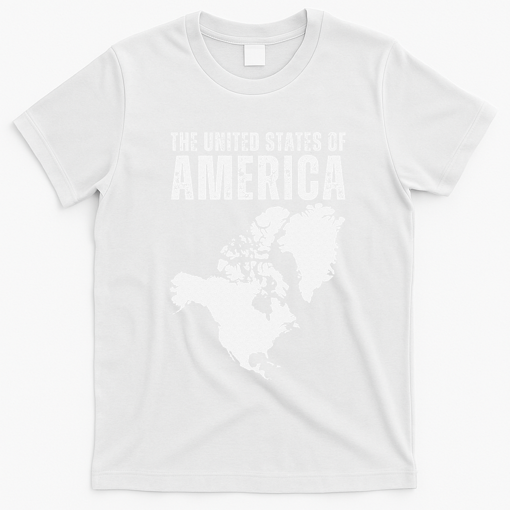 Funny Trump Speech American Flag Canada Greenland Gulf Map T-Shirt - White