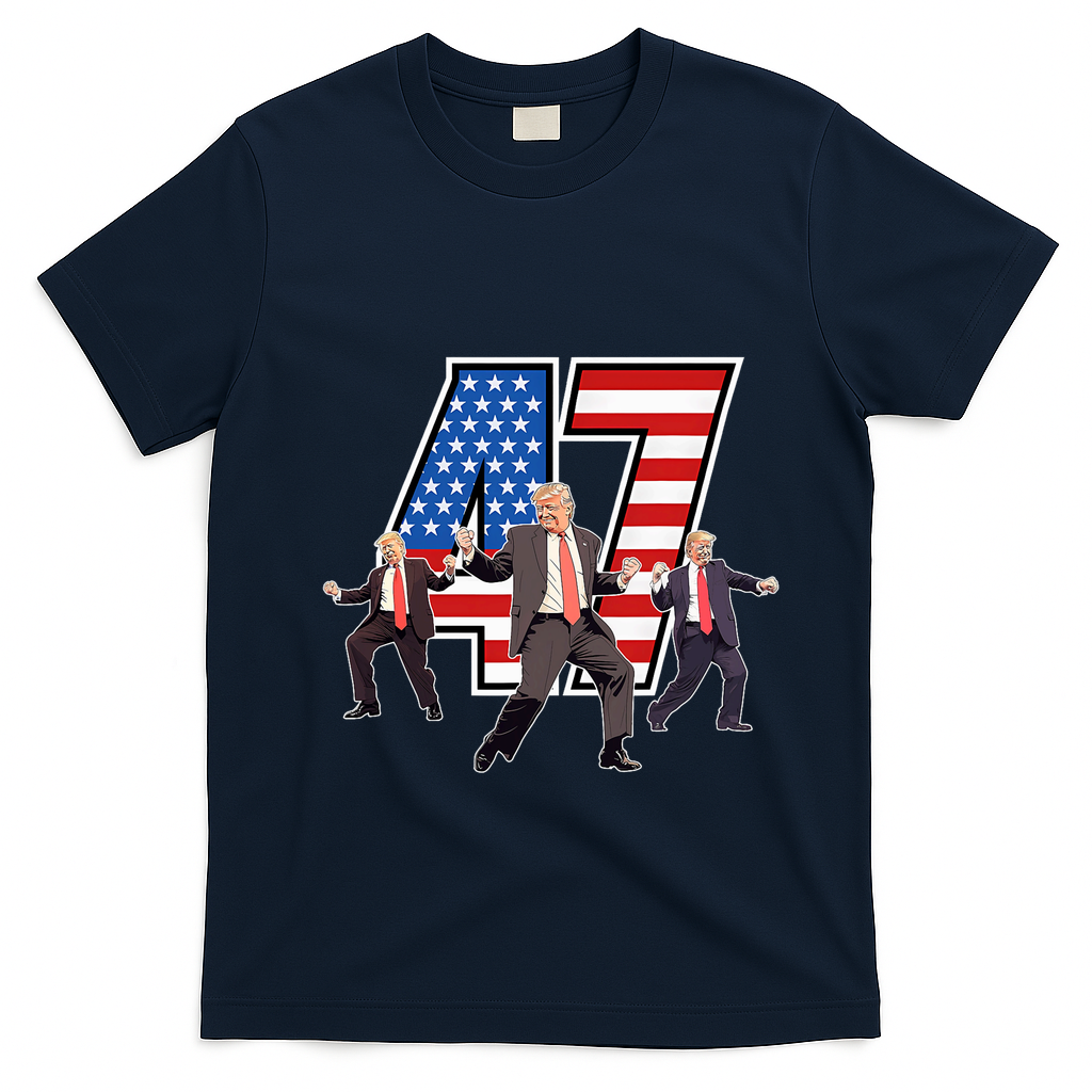 Funny Trump Victory Dance 47th President Dancing T-Shirt - Navy Blue