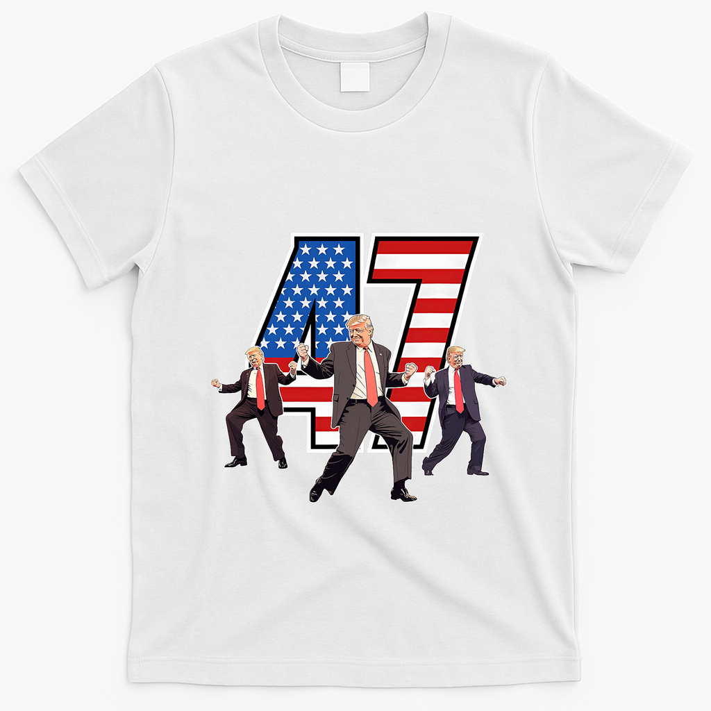 Funny Trump Victory Dance 47th President Dancing T-Shirt - White