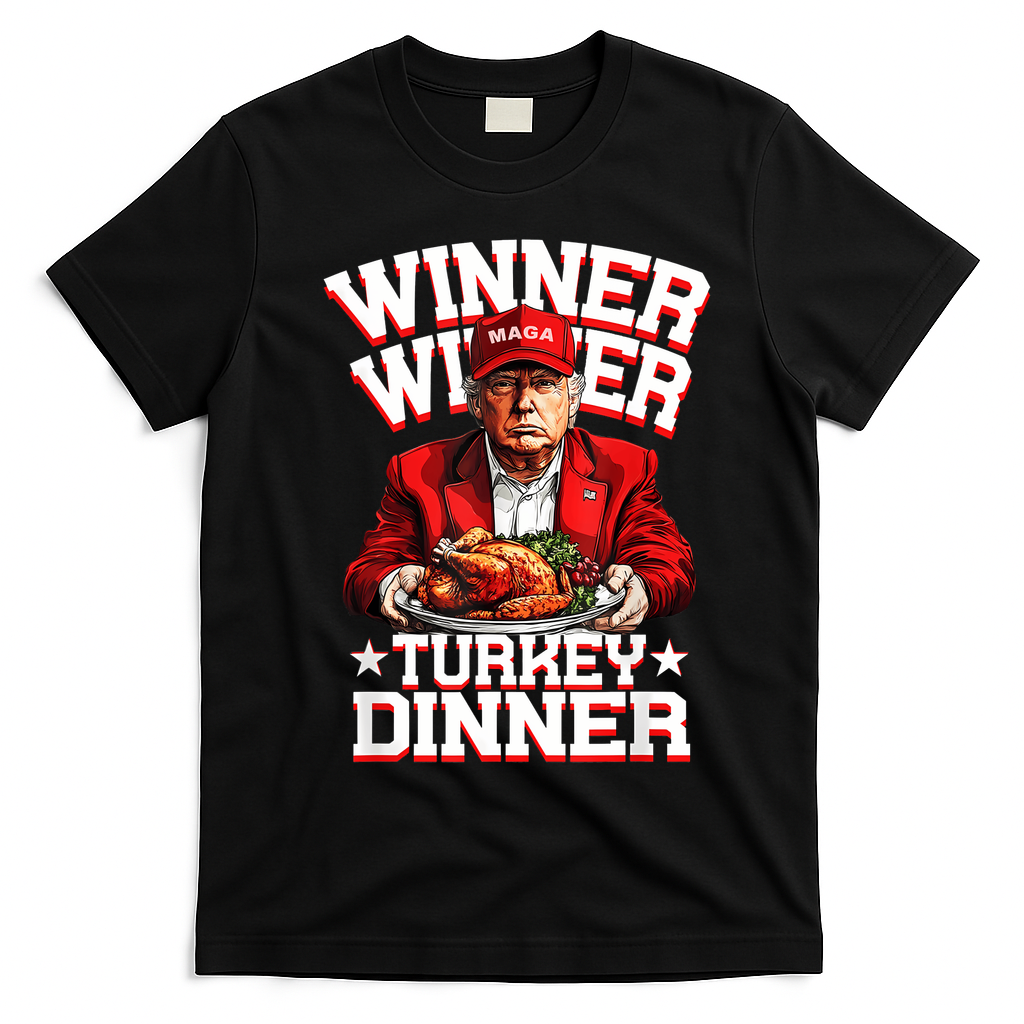 Funny Trump Winner Winner Turkey Dinner Thanksgiving Apparel T-Shirt - Black
