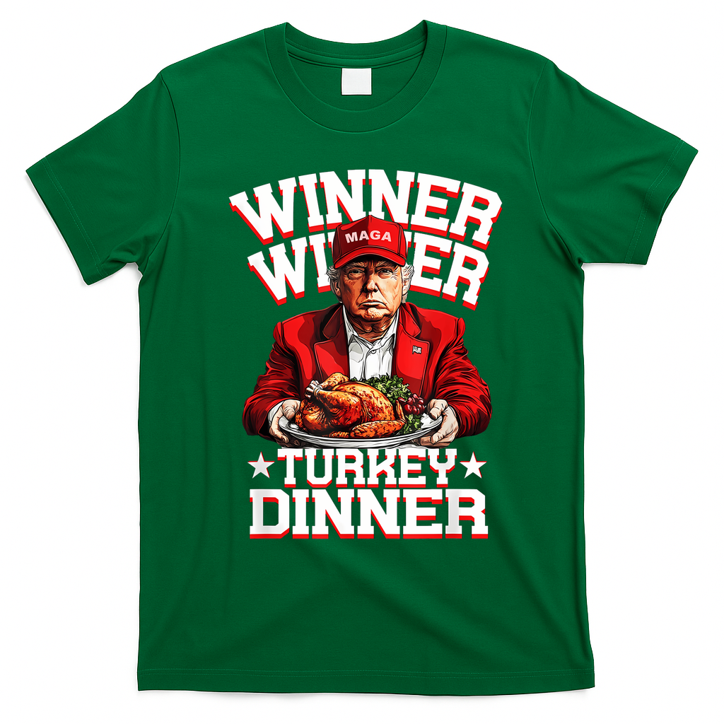 Funny Trump Winner Winner Turkey Dinner Thanksgiving Apparel T-Shirt - Irish Green