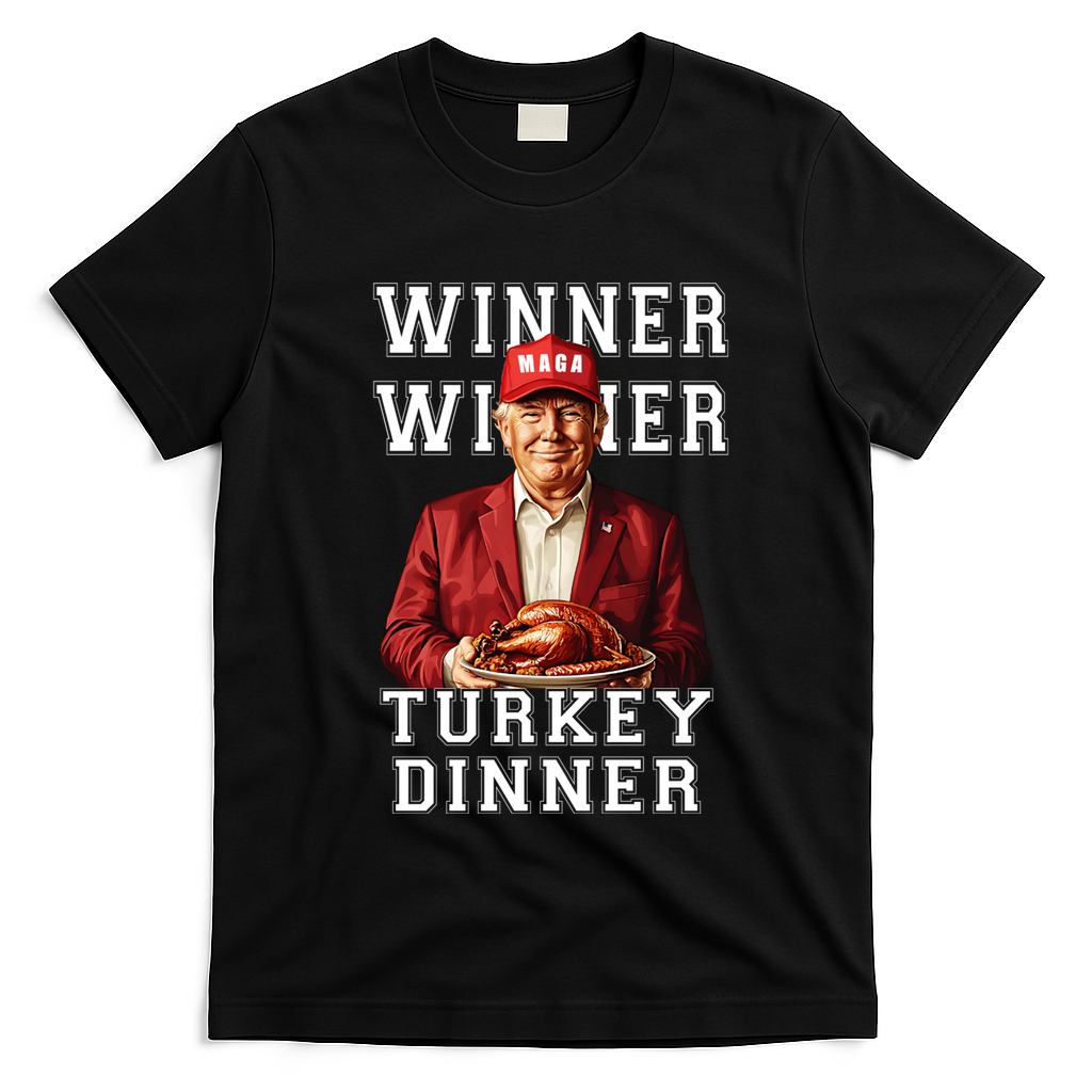 Funny Trump Winner Winner Turkey Dinner Thanksgiving Gift T-Shirt - Black