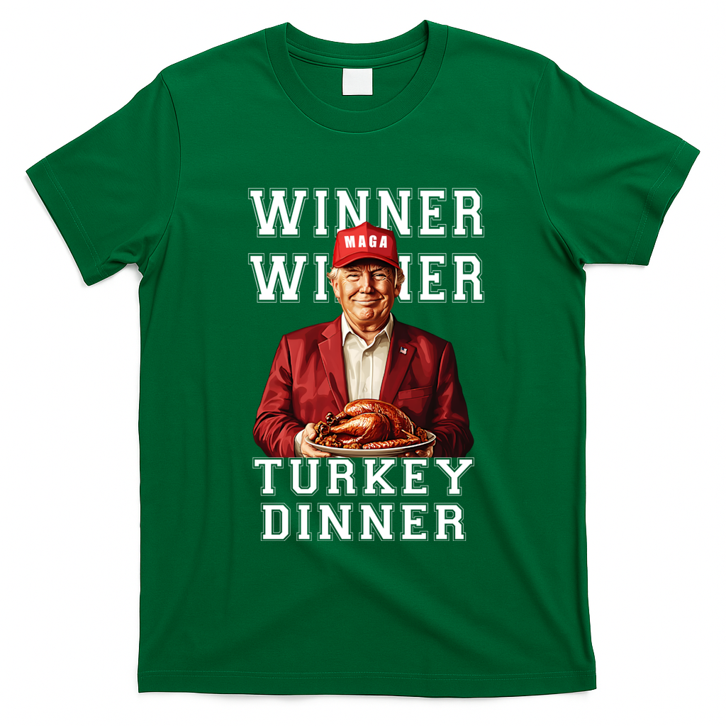 Funny Trump Winner Winner Turkey Dinner Thanksgiving Gift T-Shirt - Irish Green
