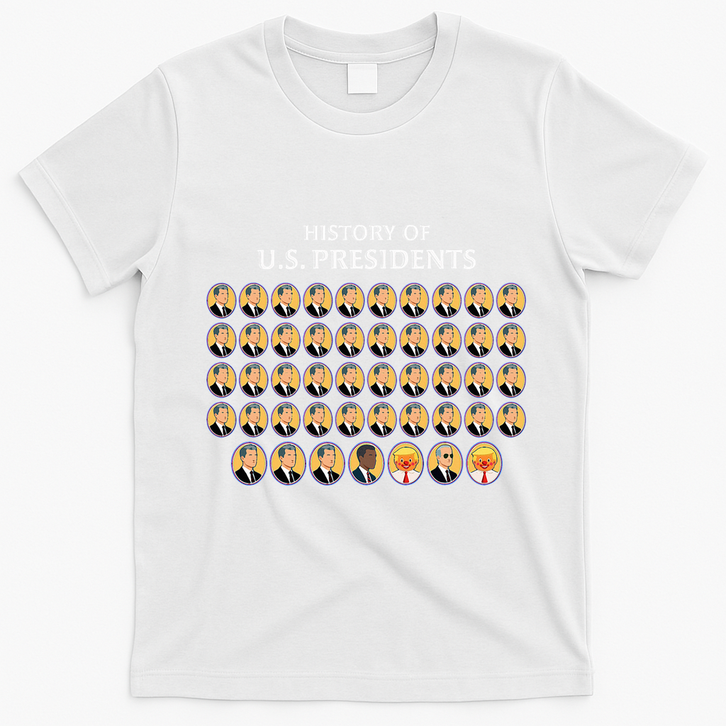 Funny Us Presidents History 1 T0 47 Trump Clown Caricature T-Shirt - White