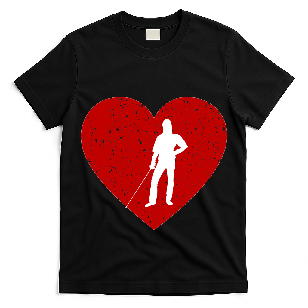 Fencing Valentine Day Gift For Fencing Lover Heart Cute Gift T-Shirt