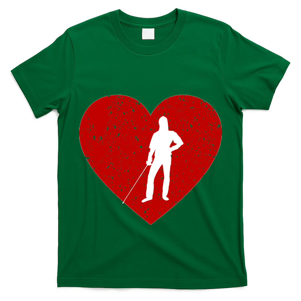 Fencing Valentine Day Gift For Fencing Lover Heart Cute Gift T-Shirt
