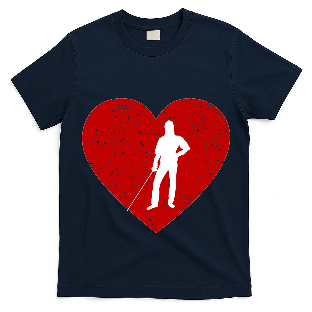 Fencing Valentine Day Gift For Fencing Lover Heart Cute Gift T-Shirt