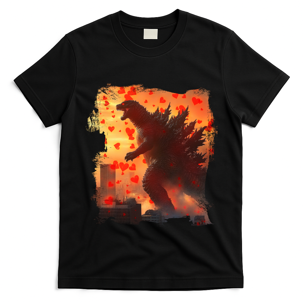 Funny Valentines Day Japanese Kaiju Monster T-Shirt