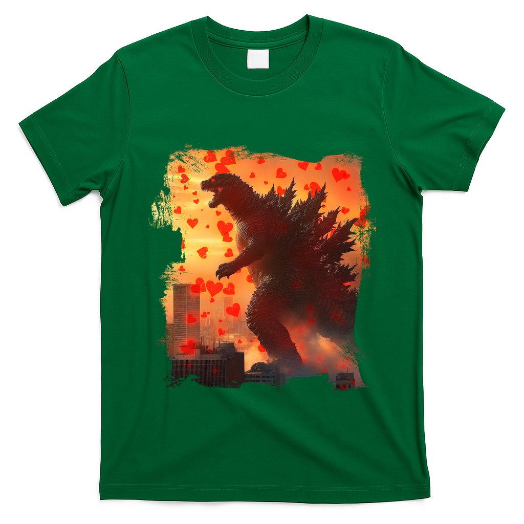 Funny Valentines Day Japanese Kaiju Monster T-Shirt