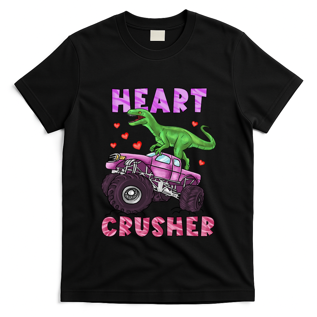 Funny Valentines Day Graphic Gift Heart Dinosaur Crusher Meaningful Gift T-Shirt