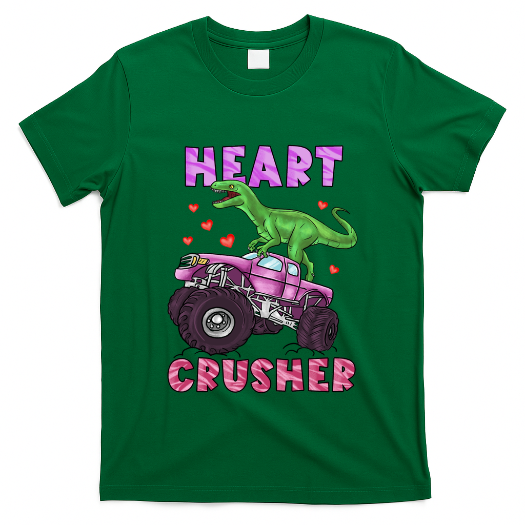 Funny Valentines Day Graphic Gift Heart Dinosaur Crusher Meaningful Gift T-Shirt