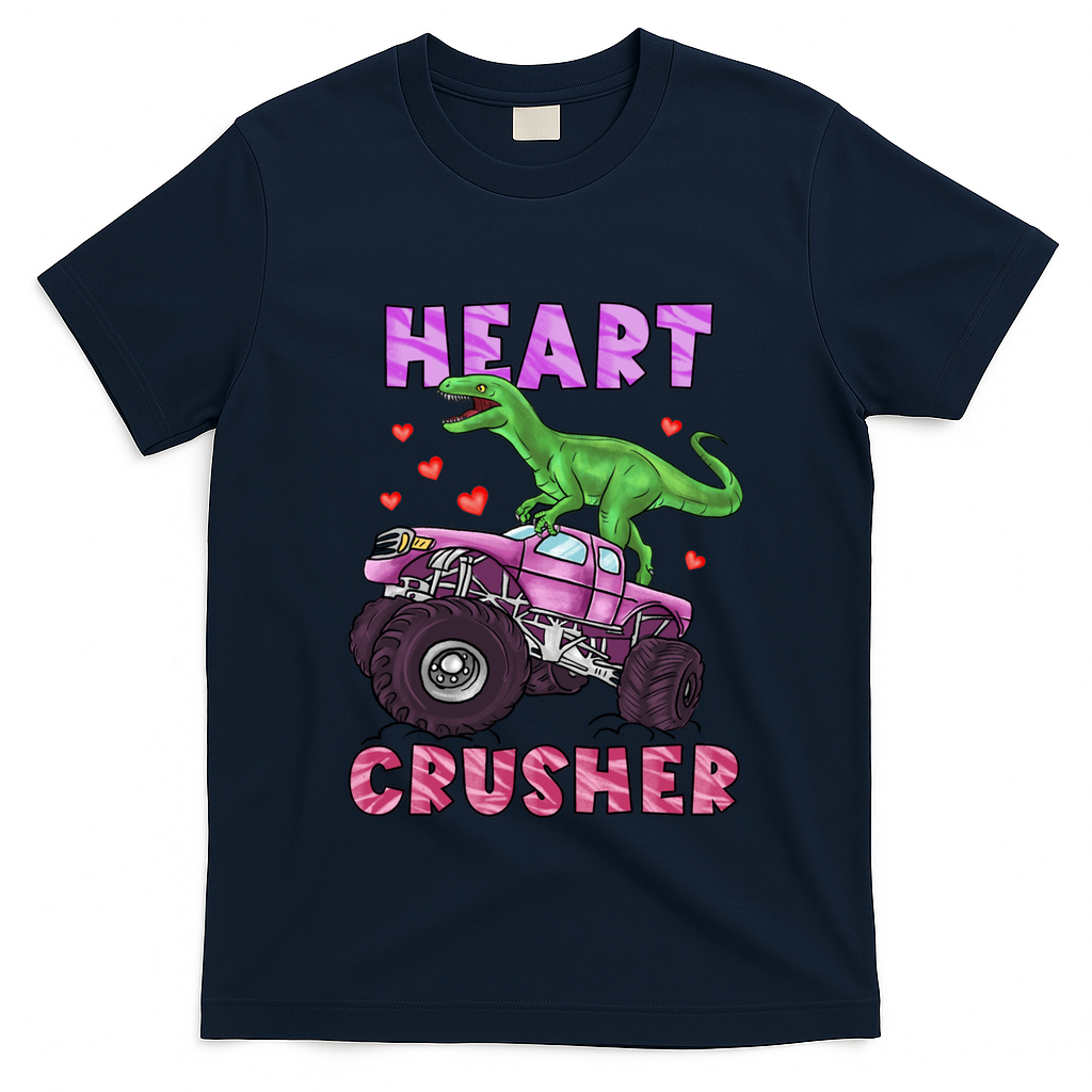 Funny Valentines Day Graphic Gift Heart Dinosaur Crusher Meaningful Gift T-Shirt