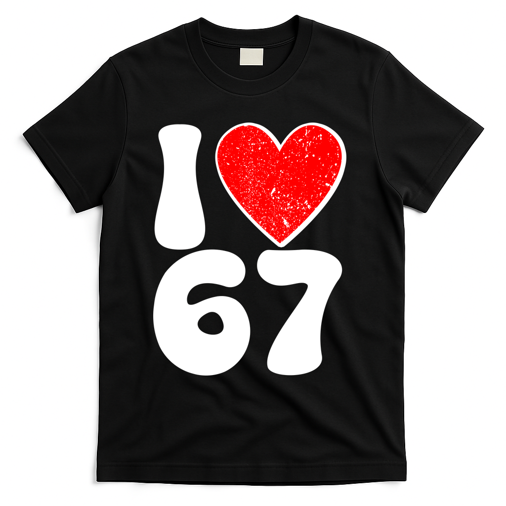 Funny Valentines Day I Heart Love 67 T-Shirt - Black