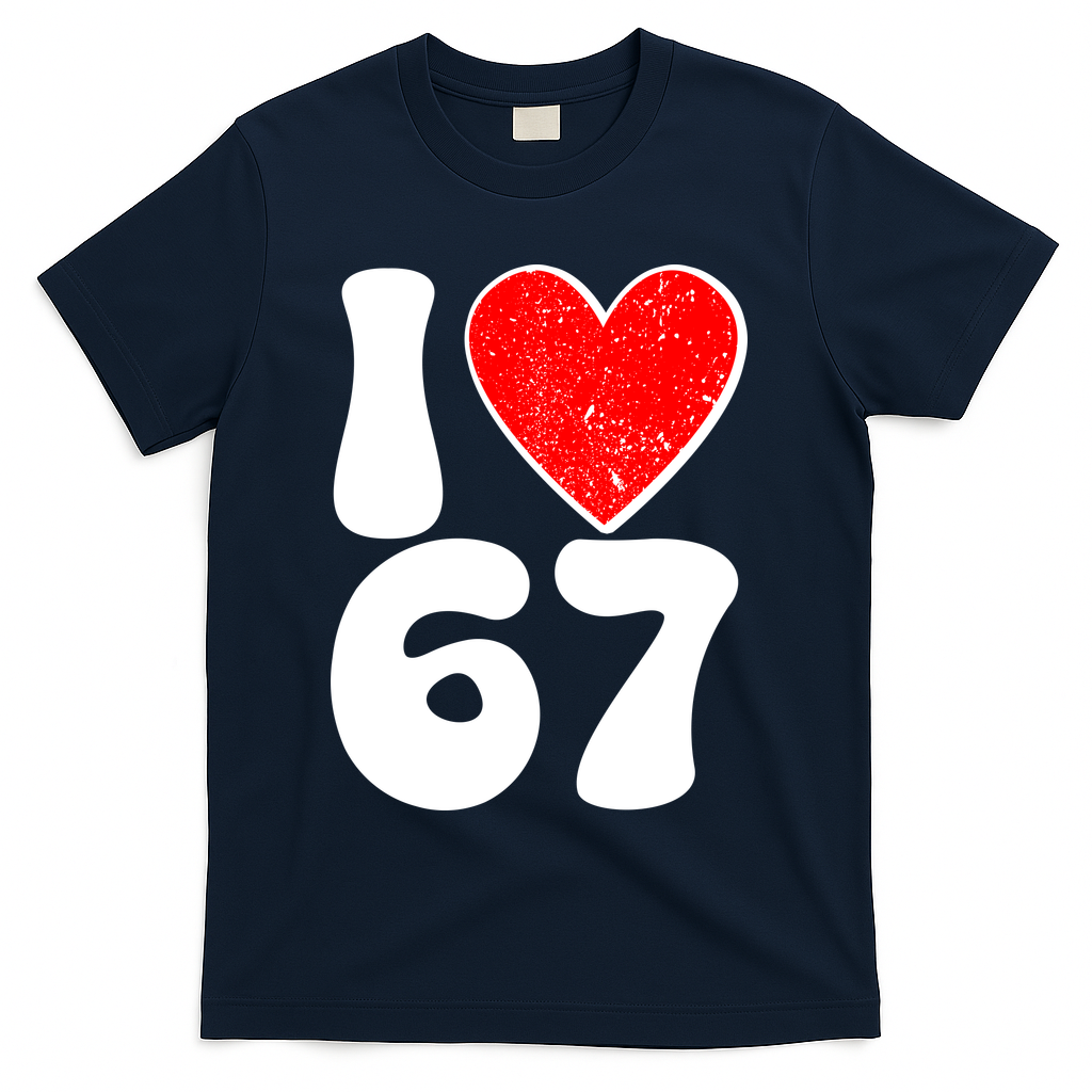 Funny Valentines Day I Heart Love 67 T-Shirt - Navy