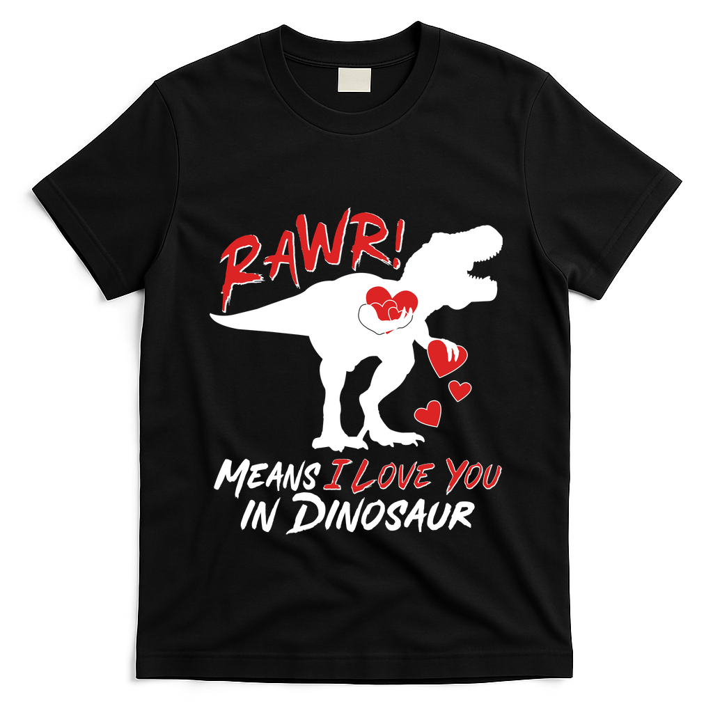 Funny Valentine Rawr Means I Love You In Dinosaur Trex Dinosaur T-Shirt