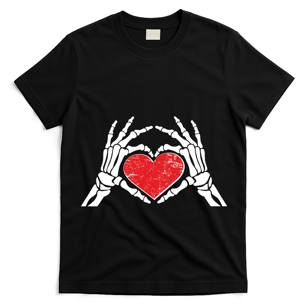 Funny Valentine Skeleton Bone Hands Heart T-Shirt