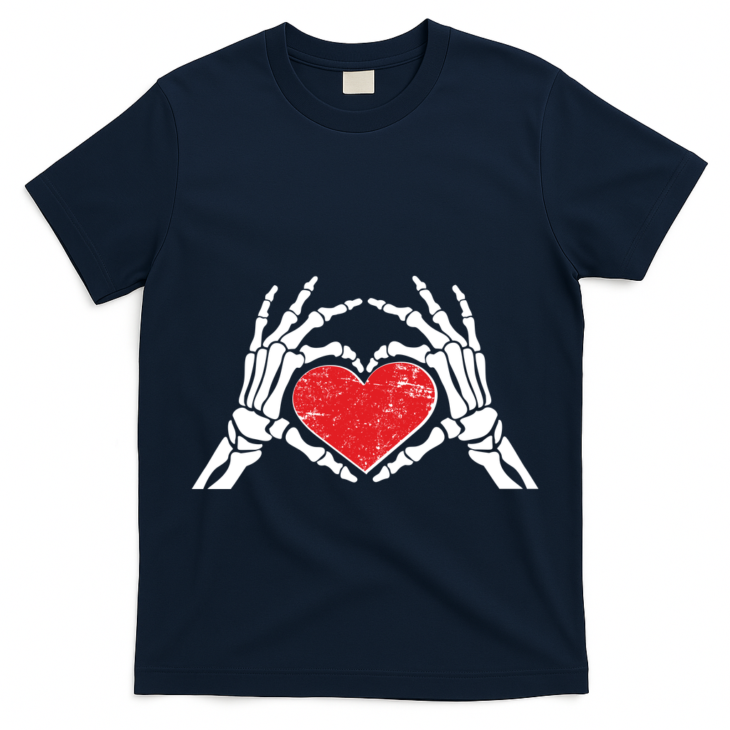Funny Valentine Skeleton Bone Hands Heart T-Shirt
