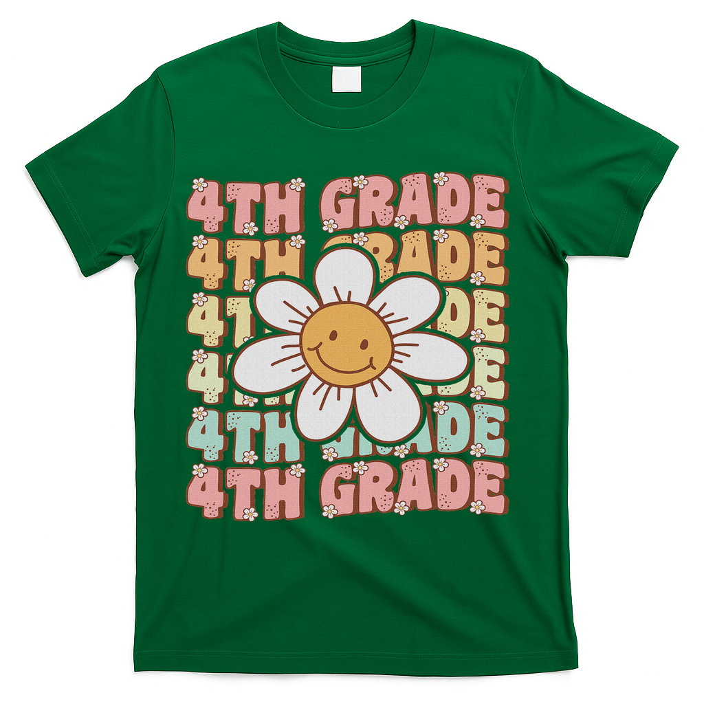 Groovy 4th Grade Back To School First Day Of Fourth Grade T-Shirt - Green