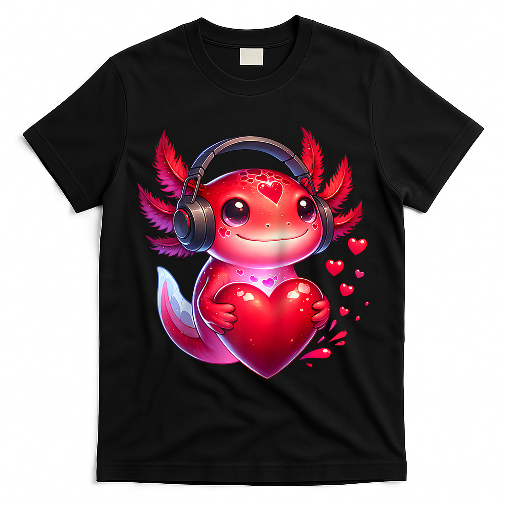 Gamer Axolotl Valentine Video Games Funny Axolotl Raglan Baseball T-Shirt