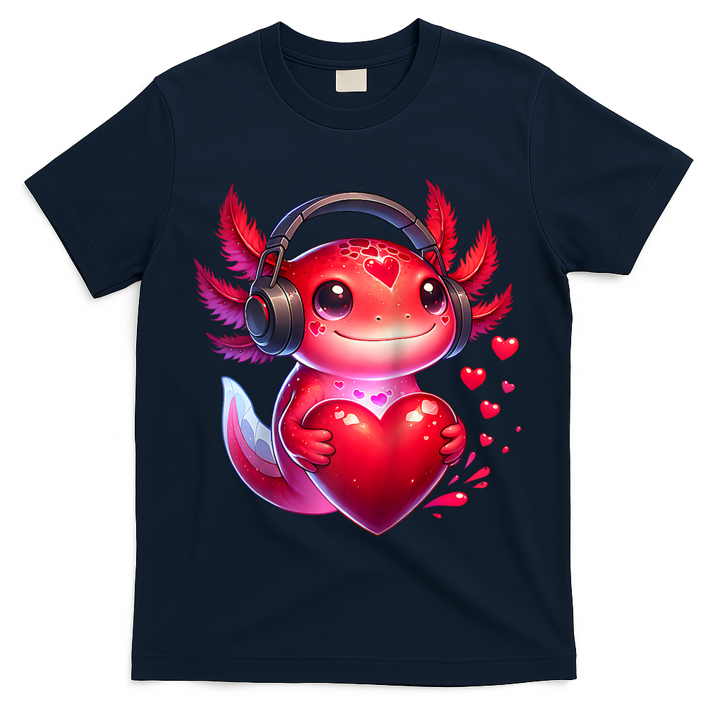 Gamer Axolotl Valentine Video Games Funny Axolotl Raglan Baseball T-Shirt
