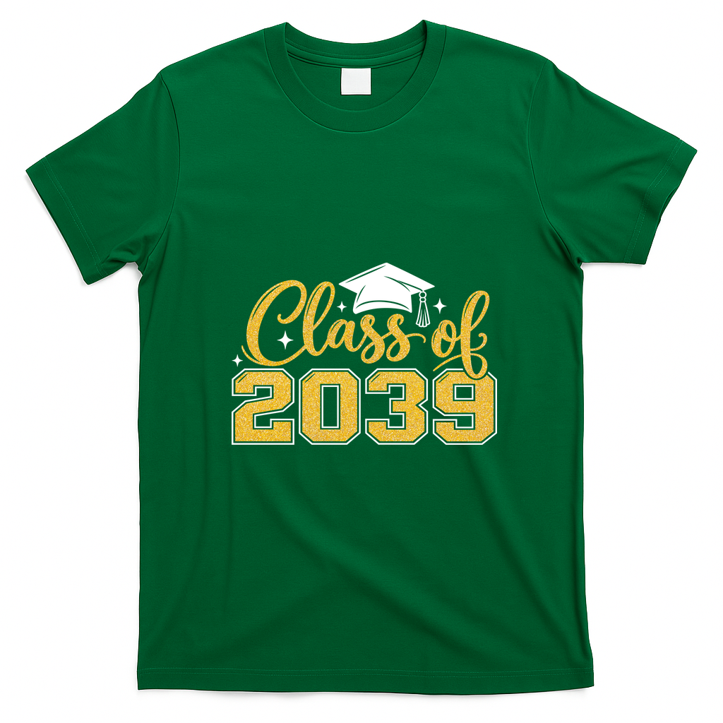 Golden Class Of 2039 Graduation Graduate School T-Shirt - Irish Green