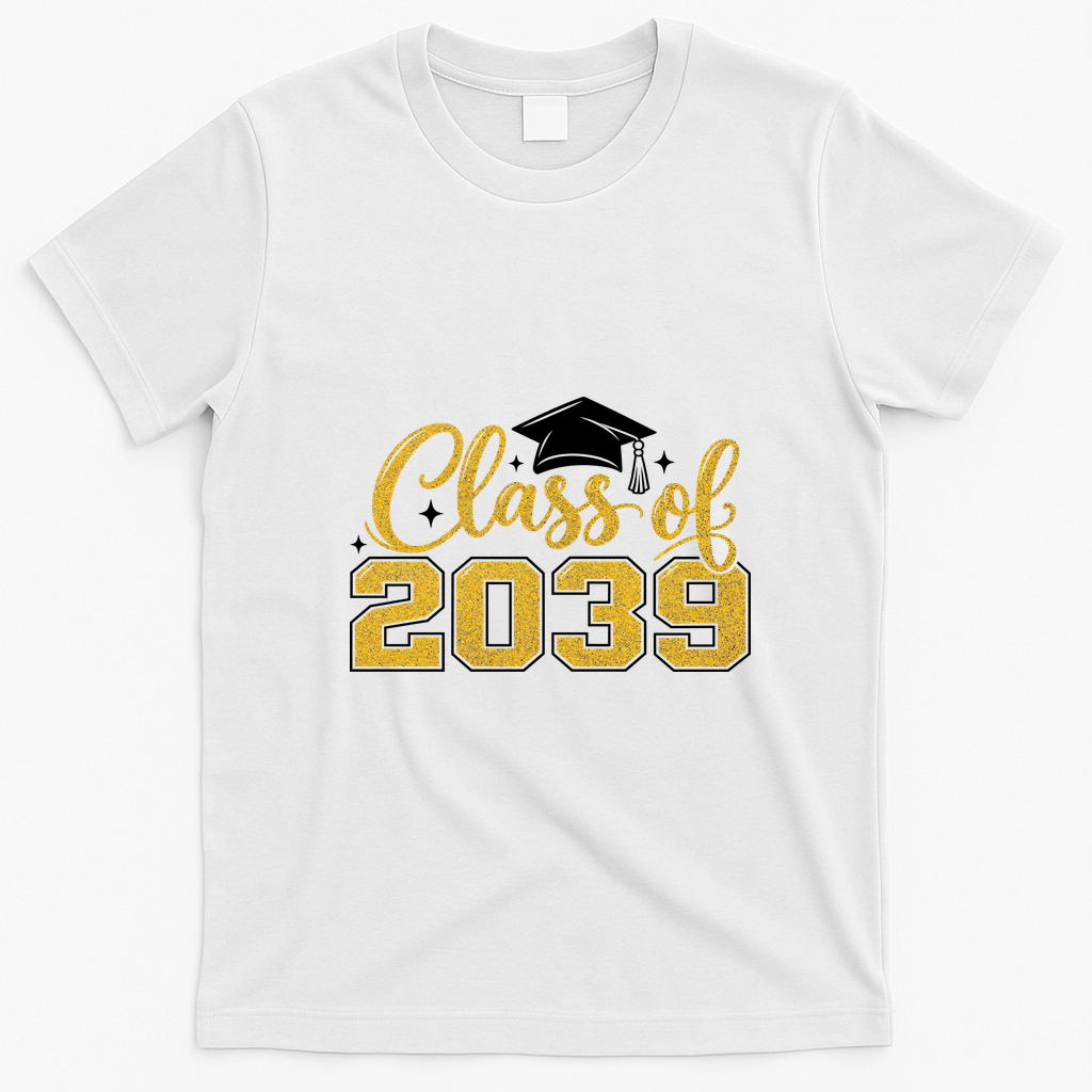 Golden Class Of 2039 Graduation Graduate School T-Shirt - White
