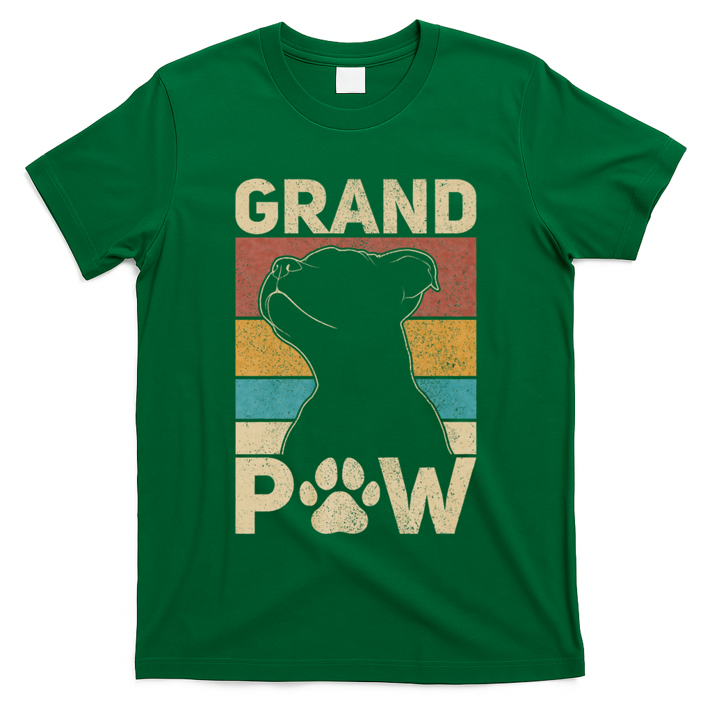 Grandpaw Dog Grandpa Funny Dog Lover Grandfather Pitbull T-Shirt