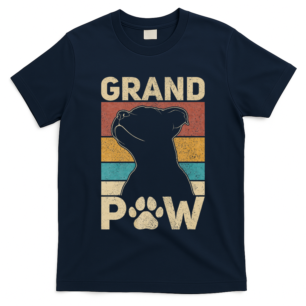 Grandpaw Dog Grandpa Funny Dog Lover Grandfather Pitbull T-Shirt