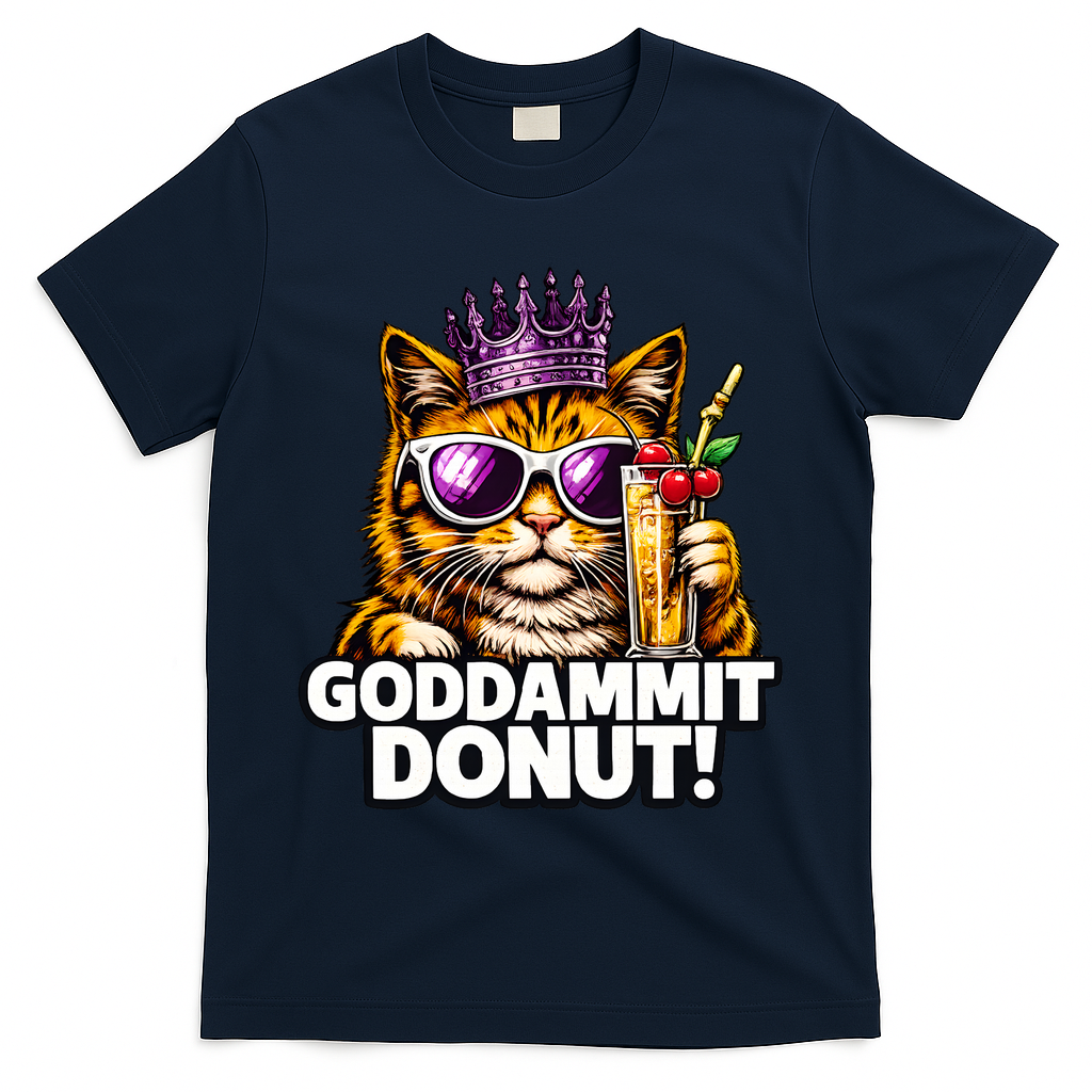 Goddammit Donut Princess Cat Meme Funny T-Shirt - Navy