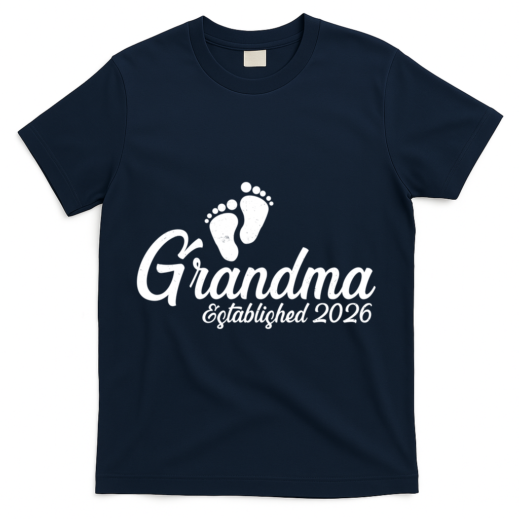 Grandma Established 2026 Cute Baby Feet T-Shirt - Navy
