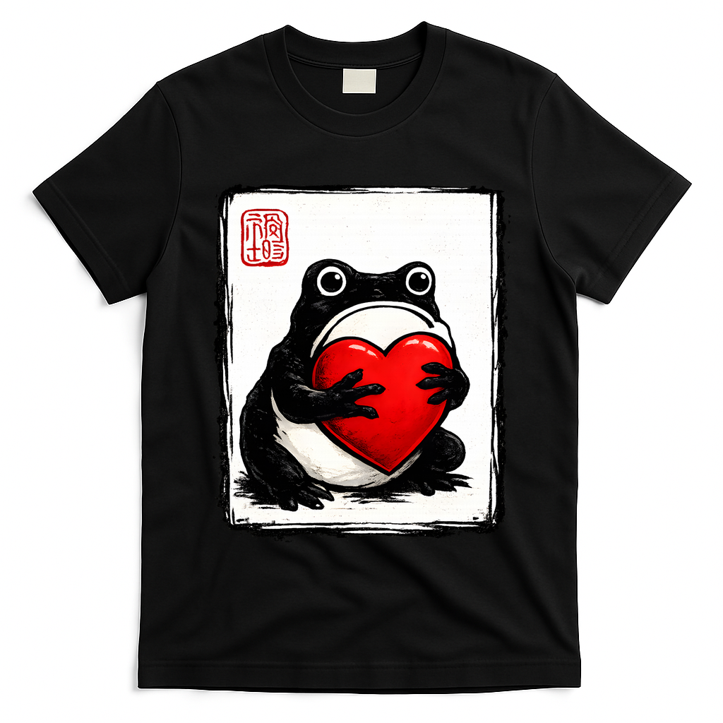 Grumpy Frog Japanese Valentine's Day T-Shirt