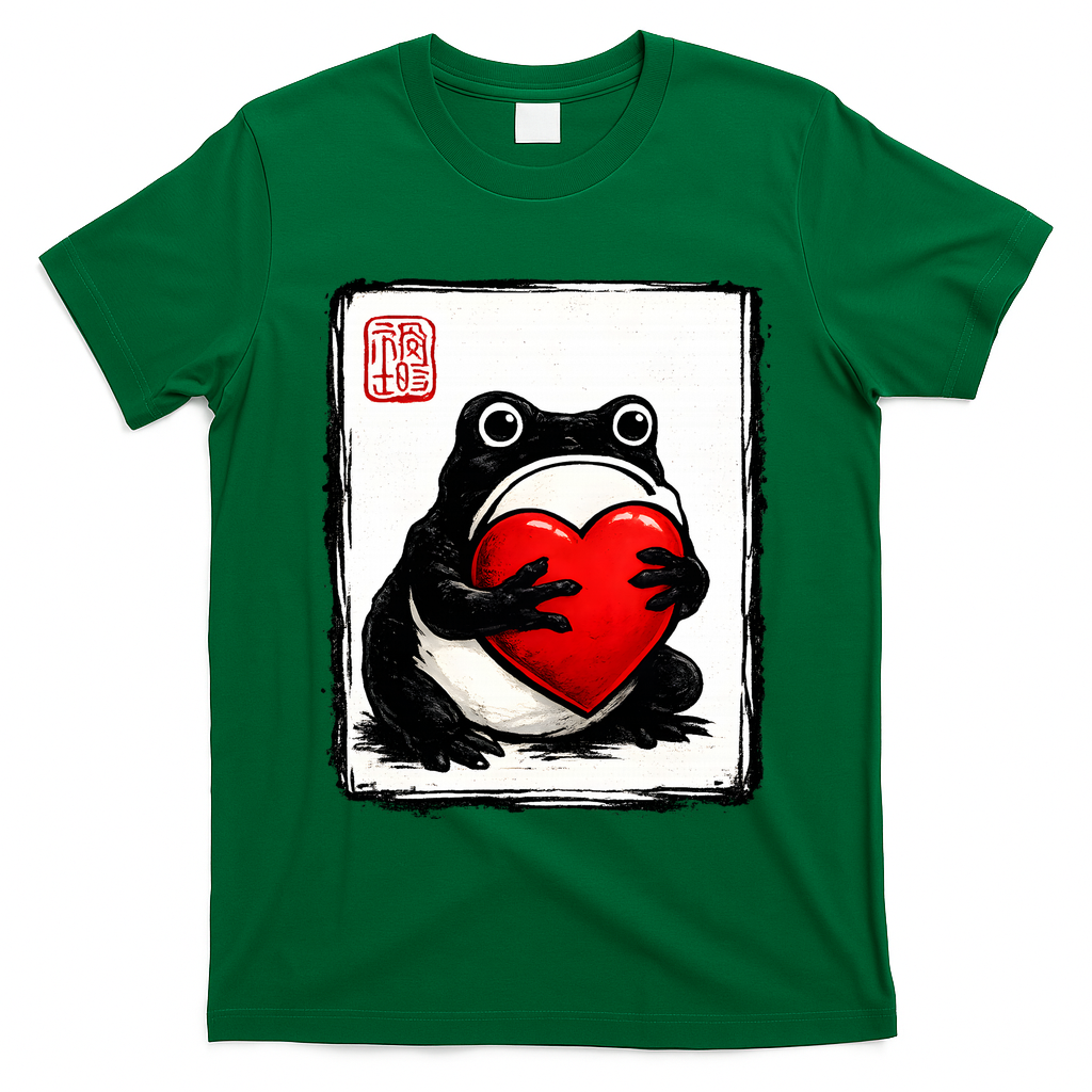 Grumpy Frog Japanese Valentine's Day T-Shirt