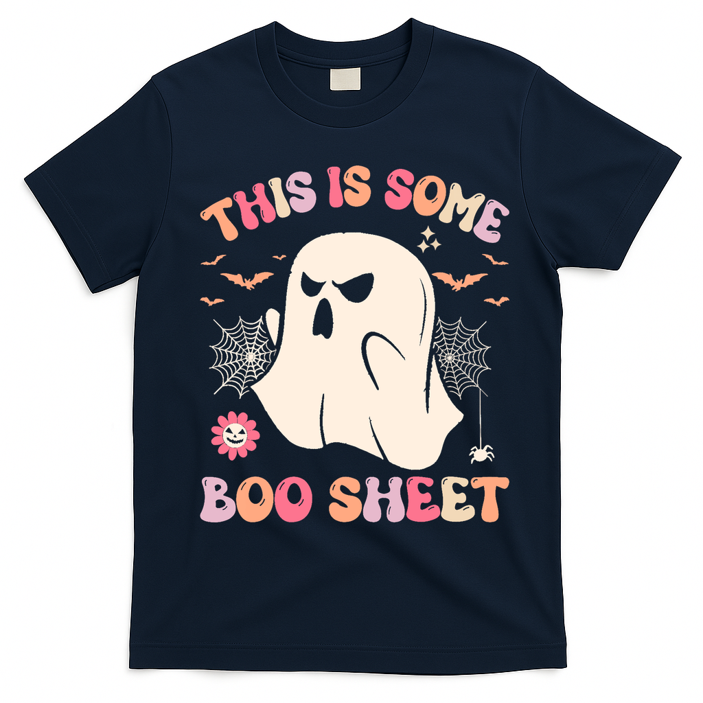 Groovy Halloween Boo Ghost Costume This Is Some Boo Sheet T-Shirt - Navy Blue