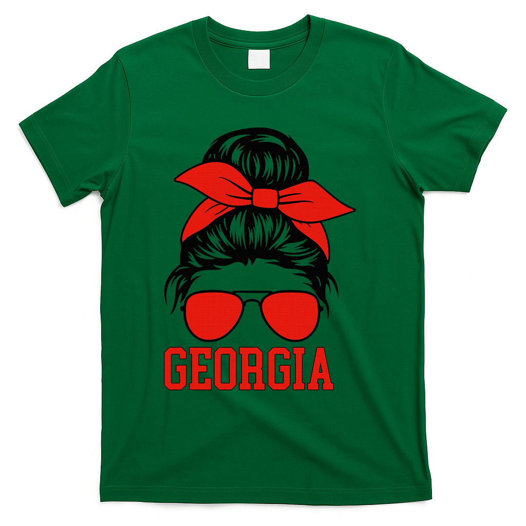 Georgia Messy Bun Varsity T-Shirt - Green