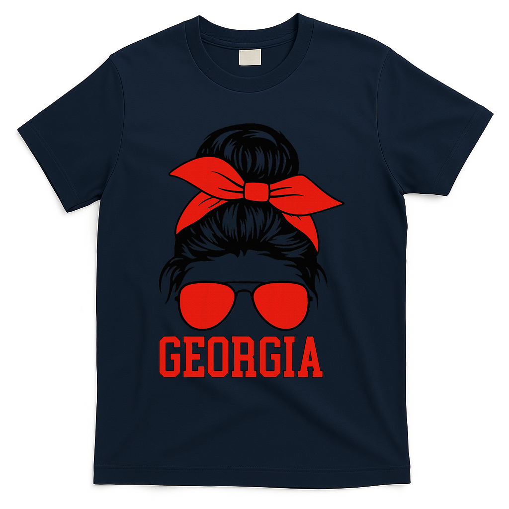 Georgia Messy Bun Varsity T-Shirt - Navy