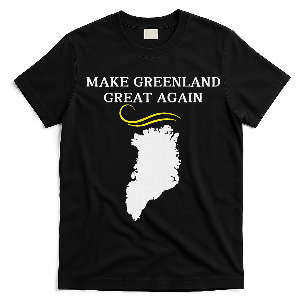 Greenland Map With Trump Hair Make Greenland Great Again T-Shirt - Black