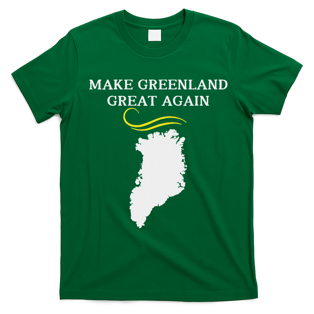Greenland Map With Trump Hair Make Greenland Great Again T-Shirt - Irish Green