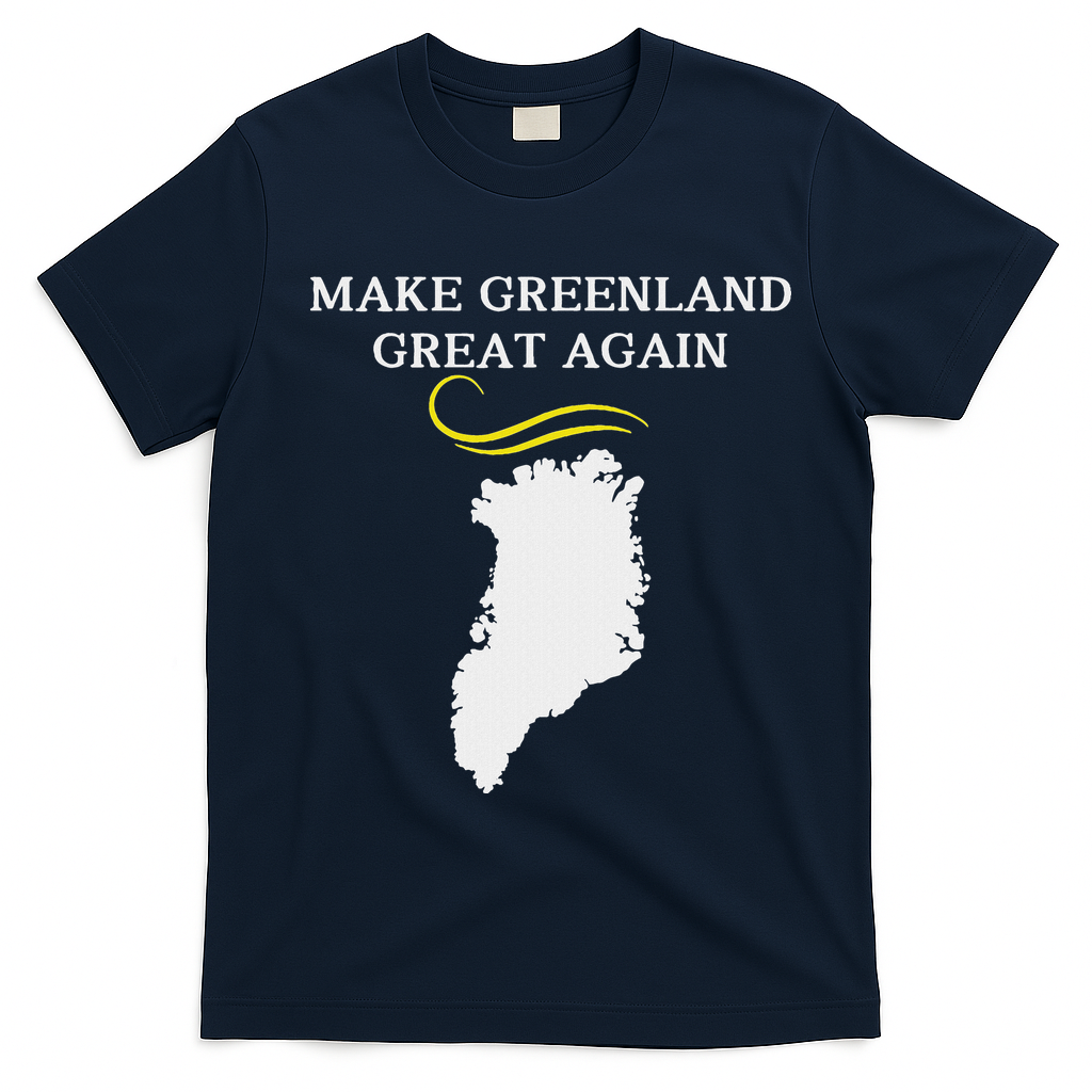 Greenland Map With Trump Hair Make Greenland Great Again T-Shirt - Navy Blue