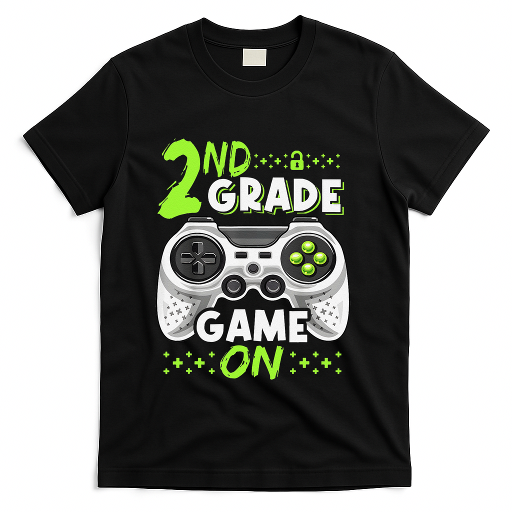 Game On 2nd Grade Back To School Funny Gamer T-Shirt - Black