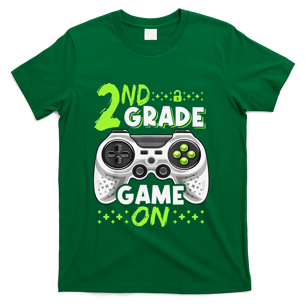 Game On 2nd Grade Back To School Funny Gamer T-Shirt - Green